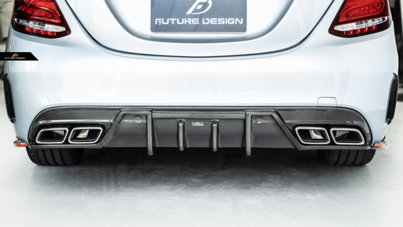 Future Design Carbon FD GT2 Carbon Fiber Rear Diffuser for W205 C300 C43 C63 AMG Package 2015-ON