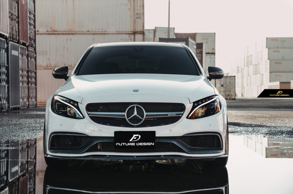 Future Design Carbon Carbon Fiber Front Lip Ver.2 For Mercedes Benz W205 C-Class C63 C63S AMG Sedan & Coupe