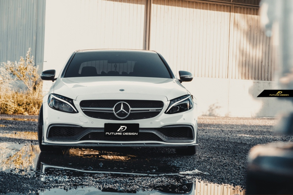 Future Design Carbon Carbon Fiber Front Lip Ver.2 For Mercedes Benz W205 C-Class C63 C63S AMG Sedan & Coupe