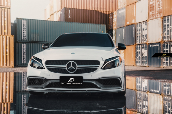 Future Design Carbon Carbon Fiber Front Lip Ver.2 For Mercedes Benz W205 C-Class C63 C63S AMG Sedan & Coupe