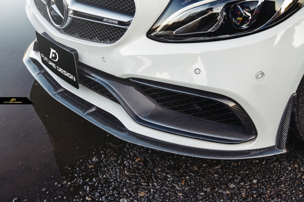 Future Design Carbon Carbon Fiber Front Lip Ver.2 For Mercedes Benz W205 C-Class C63 C63S AMG Sedan & Coupe