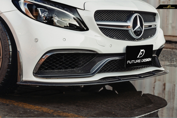 Future Design Carbon Carbon Fiber Front Lip Ver.2 For Mercedes Benz W205 C-Class C63 C63S AMG Sedan & Coupe - 0