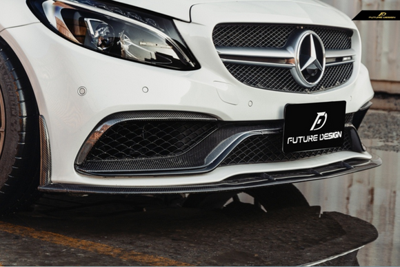 Future Design Carbon Carbon Fiber Front Lip Ver.2 For Mercedes Benz W205 C-Class C63 C63S AMG Sedan & Coupe
