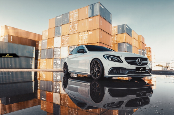 Future Design Carbon Carbon Fiber Front Lip Ver.2 For Mercedes Benz W205 C-Class C63 C63S AMG Sedan & Coupe