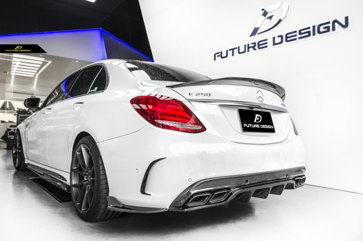 Future Design FD GT Carbon Fiber Rear Diffuser for W205 AMG Sport Package / C63 AMG Sedan 2015-ON - 0