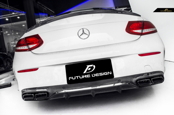 Future Design Carbon AMG Carbon Fiber Rear Diffuser for W205 C300 C43 C63 AMG Sport Package 2 Door Coupe 2015-ON