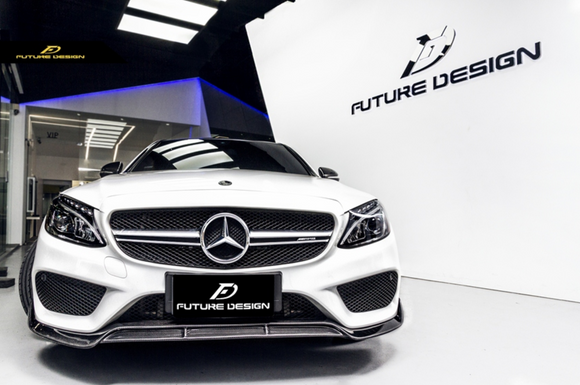 Future Design Carbon Fiber Front Lip B Style for Benz W205 C300 C43 2015-2018