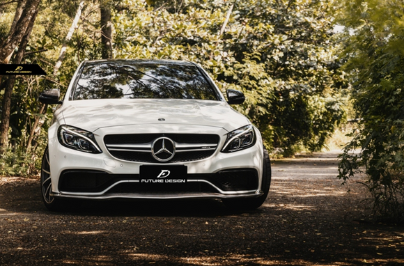 Future Design Carbon Fiber Front Lip PSM Style for W205 C63 AMG Sedan 2015-ON