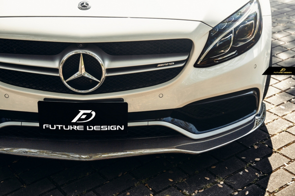 Future Design Carbon Fiber Front Lip PSM Style for W205 C63 AMG Sedan 2015-ON