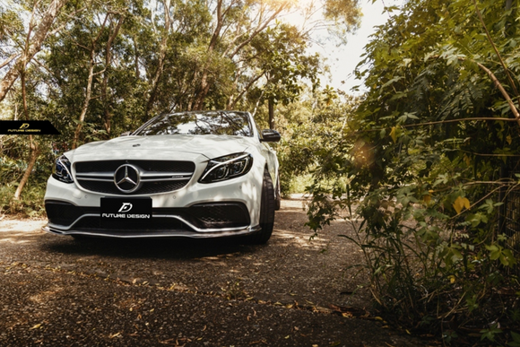 Future Design Carbon Fiber Front Lip PSM Style for W205 C63 AMG Sedan 2015-ON