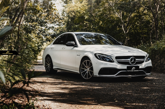 Future Design Carbon Fiber Front Lip PSM Style for W205 C63 AMG Sedan 2015-ON