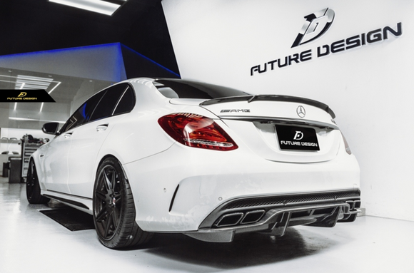 Future Design Carbon Fiber Rear Diffuser PSM Style for W205 C63 AMG Sedan 2015-2018