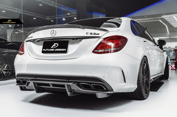 Future Design Carbon Fiber Rear Diffuser PSM Style for W205 C63 AMG Sedan 2015-2018