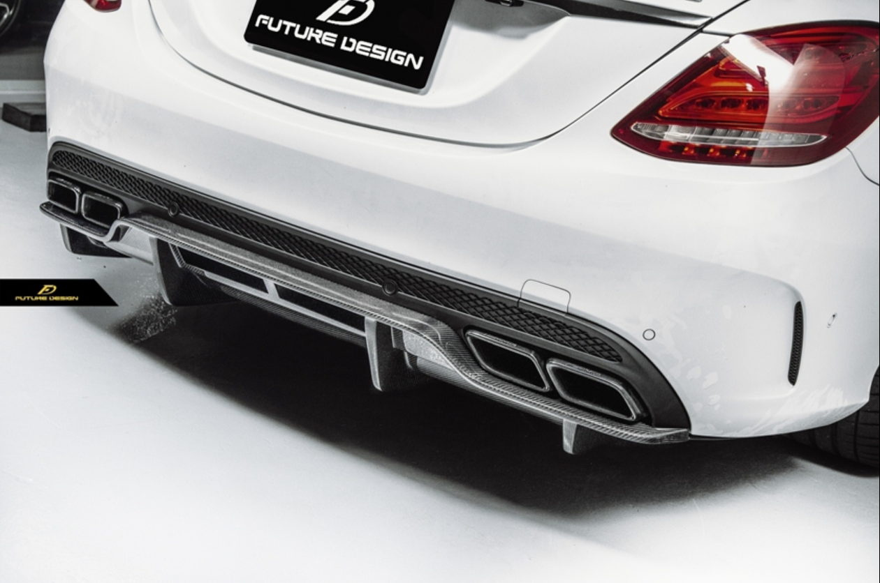 Future Design Carbon Fiber Rear Diffuser PSM Style for W205 C63 AMG Se ...