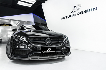 Future Design Carbon Carbon Fiber Front Lip Ver.3 W205 C63 C63S AMG Sedan Coupe 2015-2020 - 0