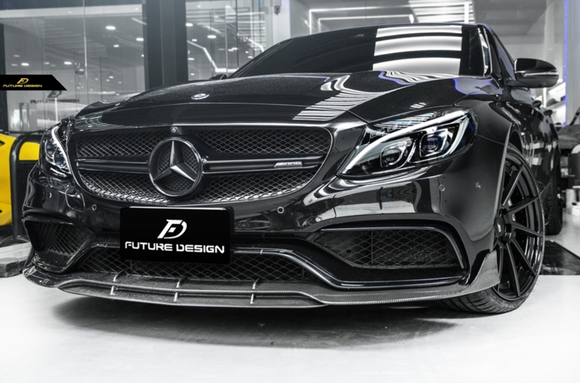 Future Design Carbon Carbon Fiber Front Lip Ver.3 W205 C63 C63S AMG Sedan Coupe 2015-2020