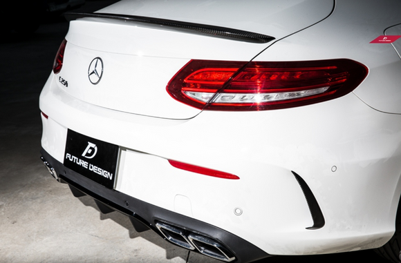 Future Design Carbon Carbon Fiber Rear Bumper Canards for W205 C300 C43 C63 AMG Coupe 2 Door 2015-ON