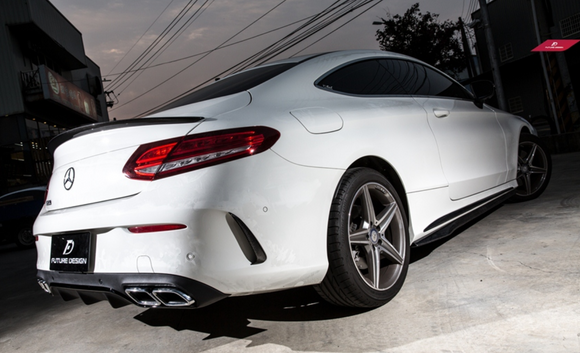 Future Design Carbon Carbon Fiber Rear Bumper Canards for W205 C300 C43 C63 AMG Coupe 2 Door 2015-ON