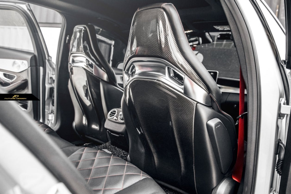 Future Design Carbon Fiber Bucket Seat-back Cover for W205 C63 C63S C43 / C117 CLA45 AMG-1