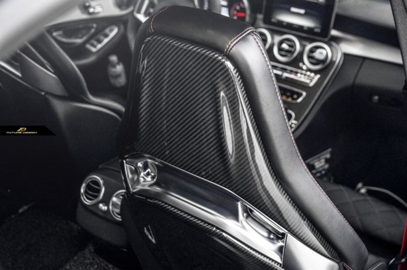 Future Design Carbon Fiber Bucket Seat-back Cover for W205 C63 C63S C43 / C117 CLA45 AMG