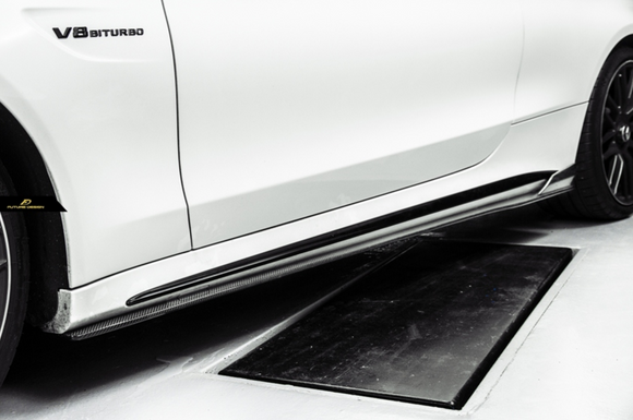 Future Design Carbon Fiber Side Skirts GT Style for Mercedes Benz W205 2015-ON C300 C43 C63 AMG Coupe 2 Door Sedan 4 Door