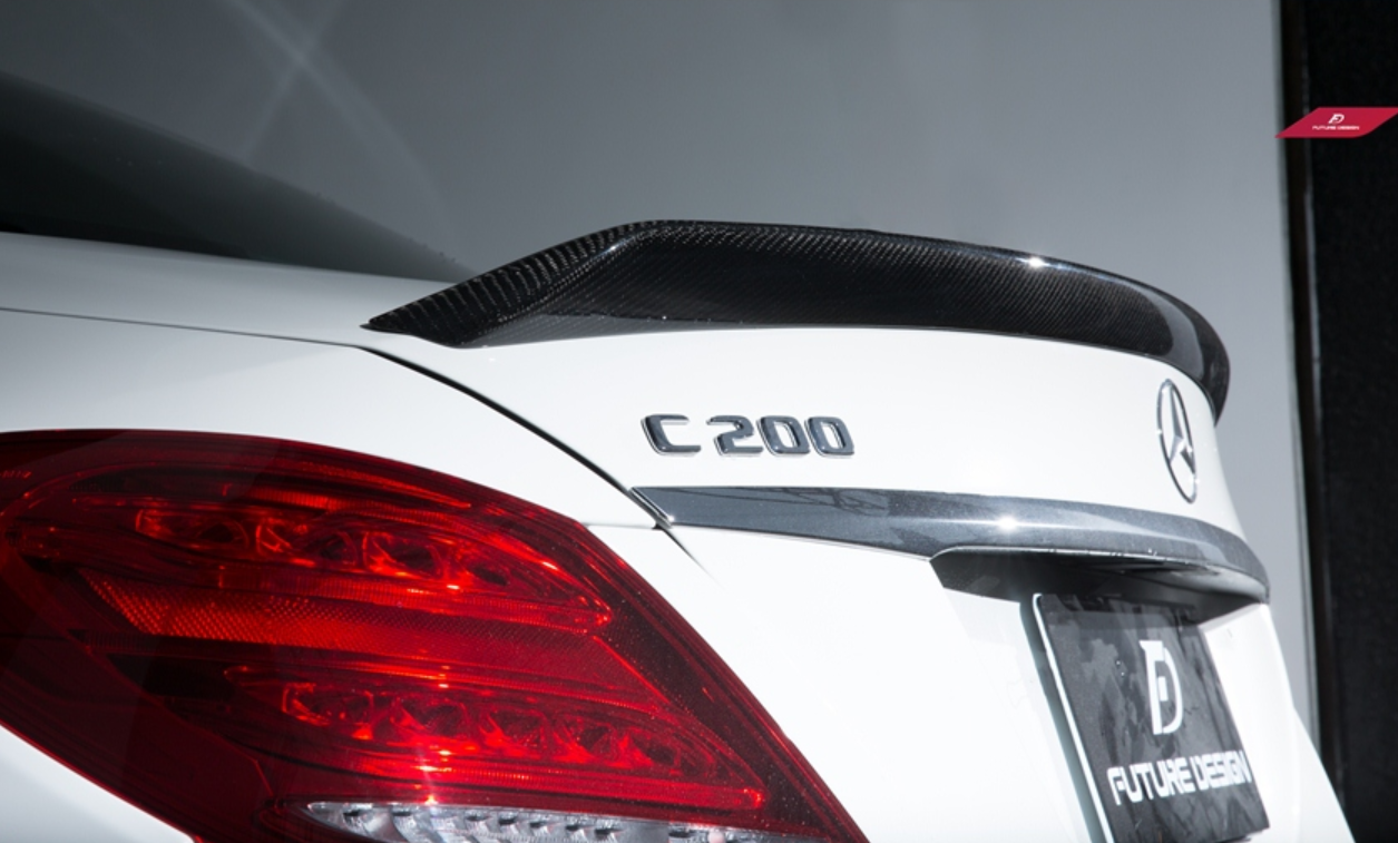 Future Design Carbon Fiber Rear Spoiler MO Style for Benz W205 2015-2020 C300 C43 C63 AMG Sedan 4 Door-2