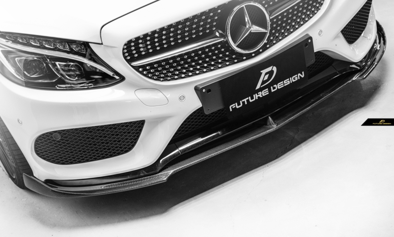 Future Design Carbon Carbon Fiber Front Lip FD GT for W205 AMG Sport Package Sedan 2015-2018 - 0