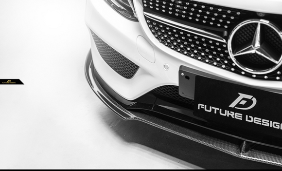 Future Design Carbon Carbon Fiber Front Lip FD GT for W205 AMG Sport Package Sedan 2015-2018
