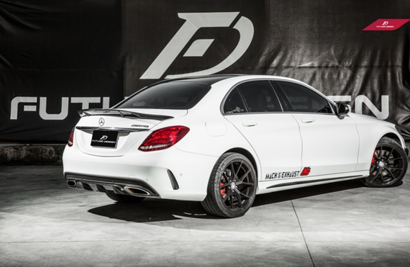 Future Design Carbon arbon Fiber Rear Bumper Canards Valences Trim for W205 C300 C43 C63 AMG Sedan 2015-ON