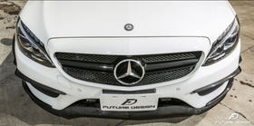 Future Design Carbon Fiber Front Canards (6Pcs) for W205 c300 AMG Sport Package Sedan / Coupe 2015-2018 - 0