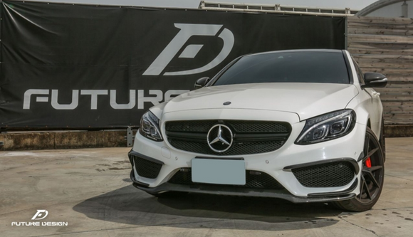 Future Design Carbon Fiber Front Canards (6Pcs) for W205 c300 AMG Sport Package Sedan / Coupe 2015-2018