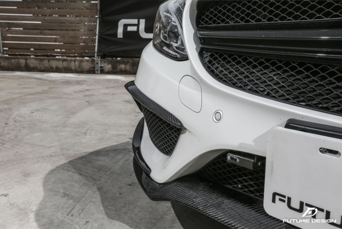 Future Design Carbon Fiber Front Canards (6Pcs) for W205 c300 AMG Sport Package Sedan / Coupe 2015-2018