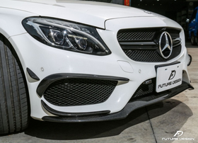 Future Design Carbon Fiber Front Canards (6Pcs) for W205 c300 AMG Sport Package Sedan / Coupe 2015-2018