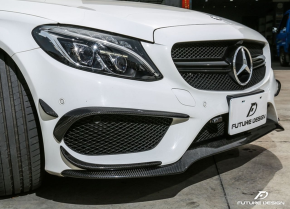 Future Design Carbon Fiber Front Canards (6Pcs) for W205 c300 AMG Sport Package Sedan / Coupe 2015-2018