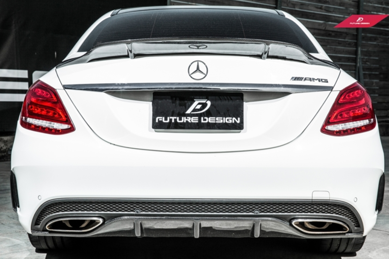 Future Design Carbon Carbon Fiber Rear Spoiler R Style for Mercedes Benz 2015-ON W205 C300 C43 C63 Sedan 4 Door Coupe 2 Door-2