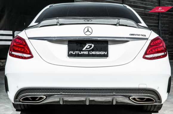 Future Design Carbon Carbon Fiber Rear Spoiler R Style for Mercedes Benz 2015-ON W205 C300 C43 C63 Sedan 4 Door