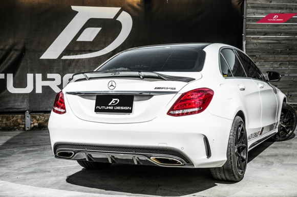Future Design Carbon Carbon Fiber Rear Spoiler R Style for Mercedes Benz 2015-ON W205 C300 C43 C63 Sedan 4 Door