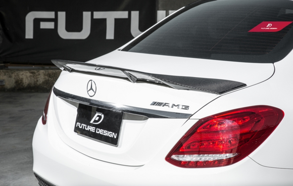 Future Design Carbon Carbon Fiber Rear Spoiler R Style for Mercedes Benz 2015-ON W205 C300 C43 C63 Sedan 4 Door