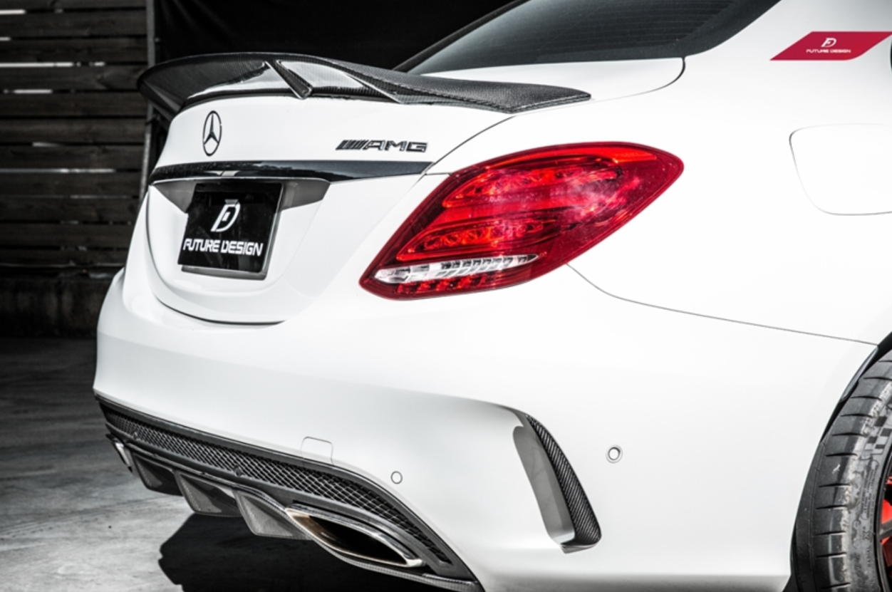 Future Design Carbon Carbon Fiber Rear Spoiler R Style for Mercedes Benz 2015-ON W205 C300 C43 C63 Sedan 4 Door Coupe 2 Door
