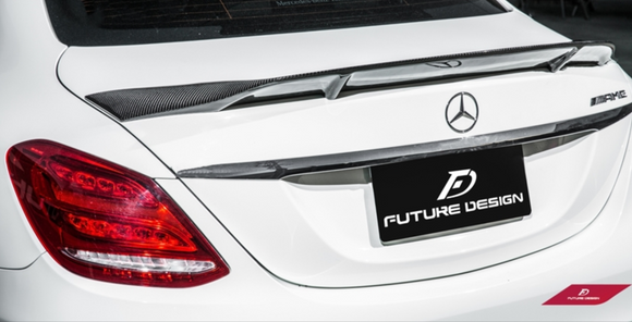 Future Design Carbon Carbon Fiber Rear Spoiler R Style for Mercedes Benz 2015-ON W205 C300 C43 C63 Sedan 4 Door
