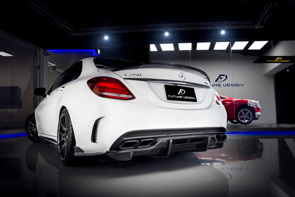 Future Design Carbon Fiber Rear Diffuser PSM Style for W205 C63 AMG Sedan 2015-2018