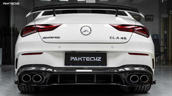 Paktechz Carbon Fiber Rear Spoiler Wing for CLA250 CLA35 CLA45 AMG 2014-ON CLA Class C117 C118