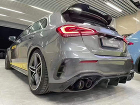 TAKD Carbon Fiber Rear Bumper Canards for Mercedes Benz A45 A35 A250 Hatchback W177 2019-ON - 0