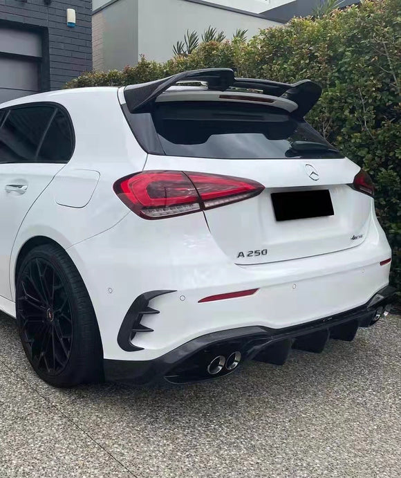 TAKD Carbon Fiber Rear Bumper Canards for Mercedes Benz A45 A35 A250 Hatchback W177 2019-ON