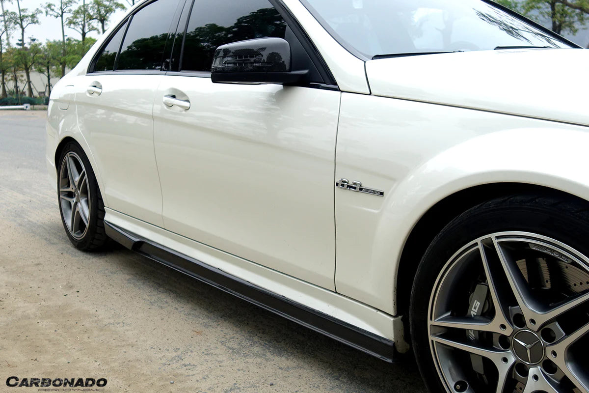 2008-2014 Mercedes Benz W204 C63 AMG Sedan VS Style Carbon Fiber Side Skirts